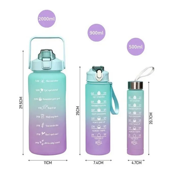 3 Pieces Combo Motivational Water Bottle Set - Image 2