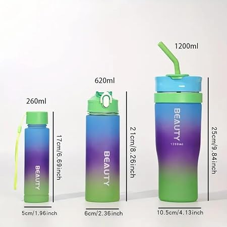 Water Bottle Set with Carrier, 3 Sizes - Image 3
