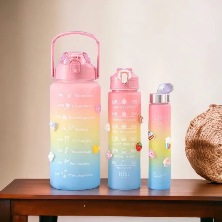 3 Pieces Combo Motivational Water Bottle Set